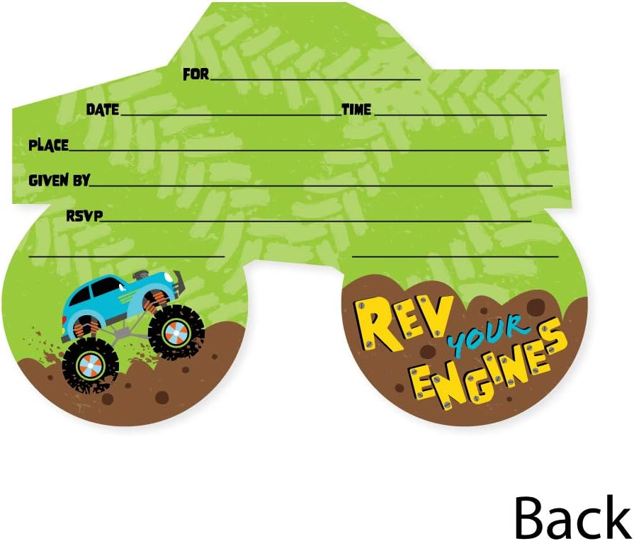 Big Dot Of Happiness Monster Truck Invitation Set Of 12