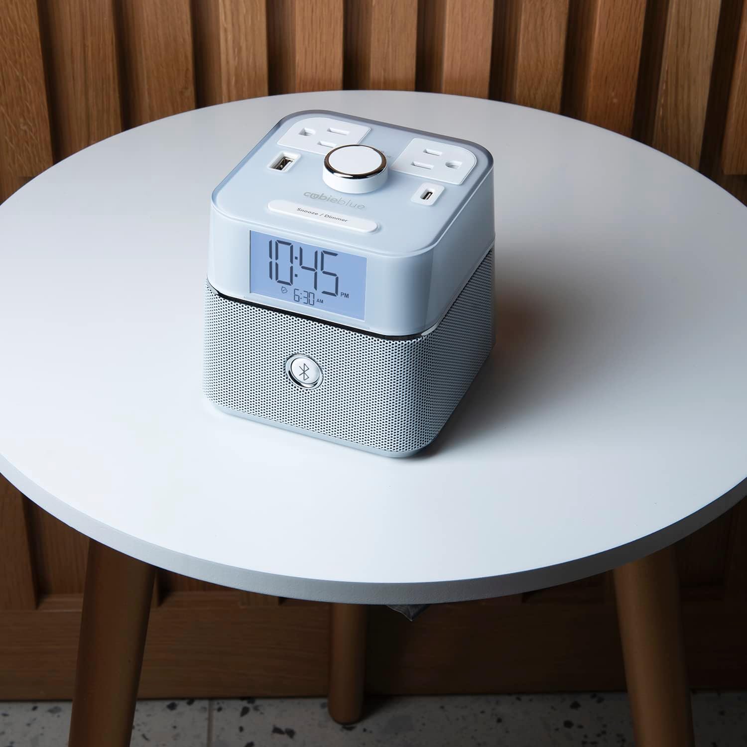 Brandstand CubieBlue White Charging Alarm Clock