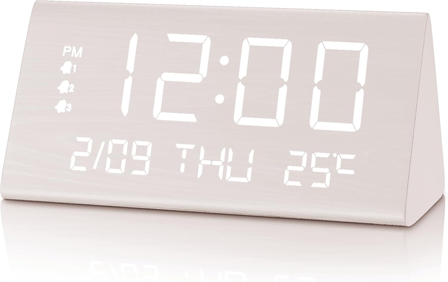 JALL Digital Alarm Clock with Wooden Design