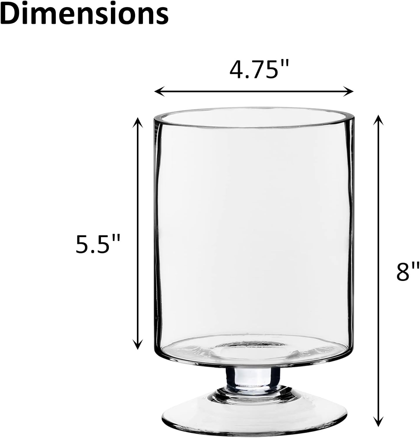 CYS EXCEL Glass Hurricane Candle Holder 8 Inch