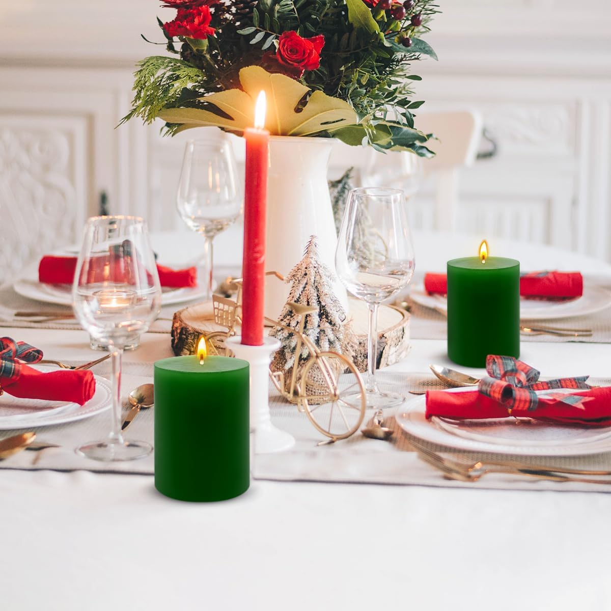 6 Pack 275x325 Inch Green Pillar Candles for St Patricks Day