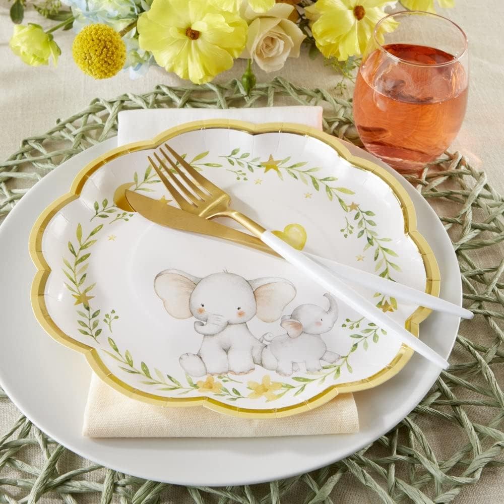 Kate Aspen 64 Pcs Elephant Baby Paper Plates 9 Inch