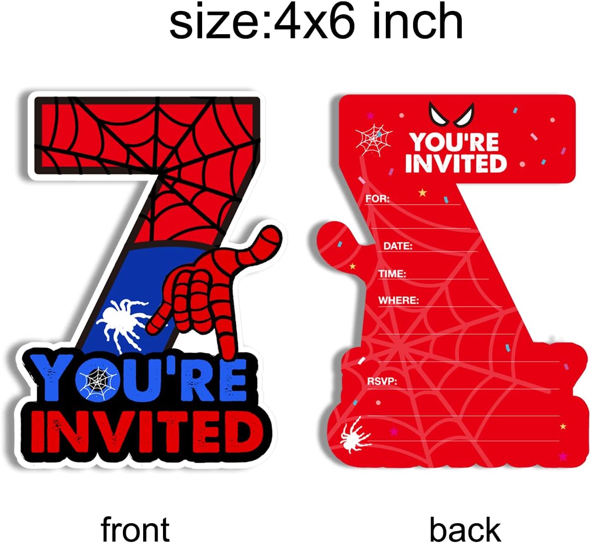 Superhero 7th Birthday Invitations with Envelopes 20 Count