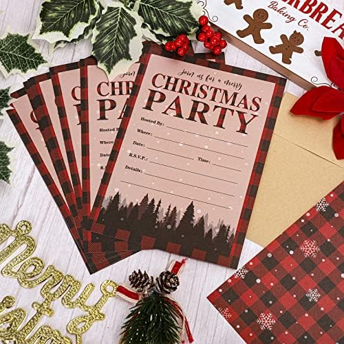 Whaline 25 Pack Christmas Invites with Kraft Envelopes