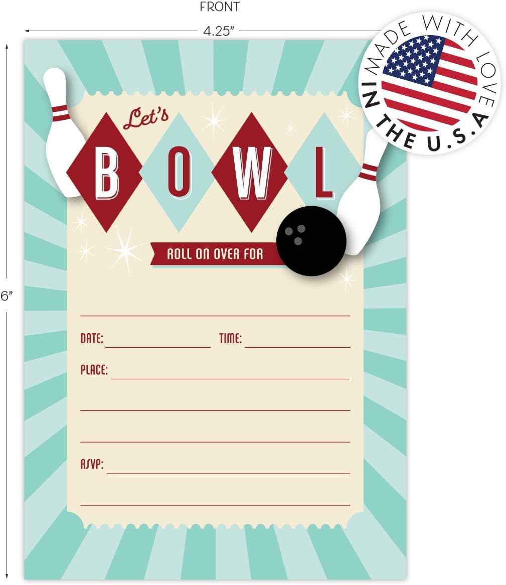 Koko Paper Co Bowling Themed Invitations Set of 25