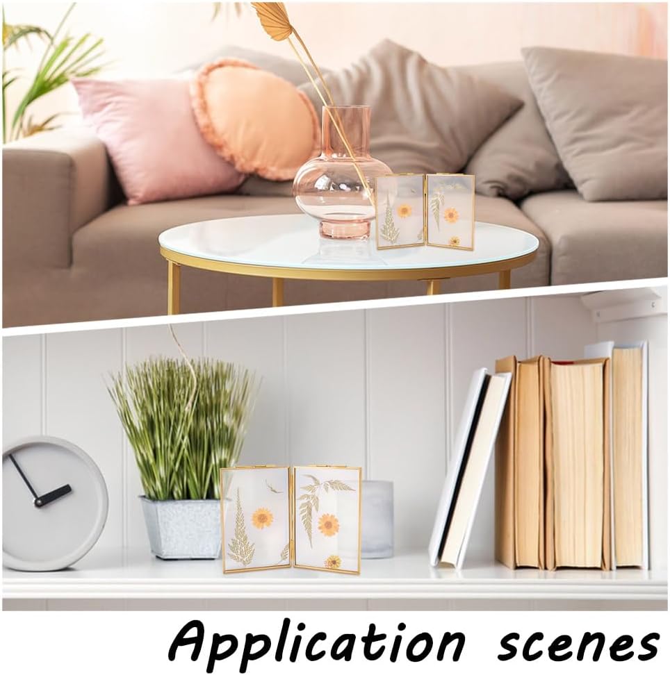 UNICRAFTALE Brass Double Picture Frame with Glass