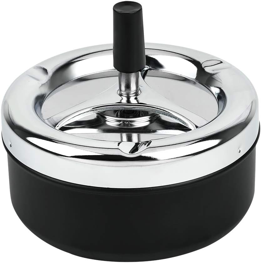 Round Push Down Ashtray with Spinning Tray