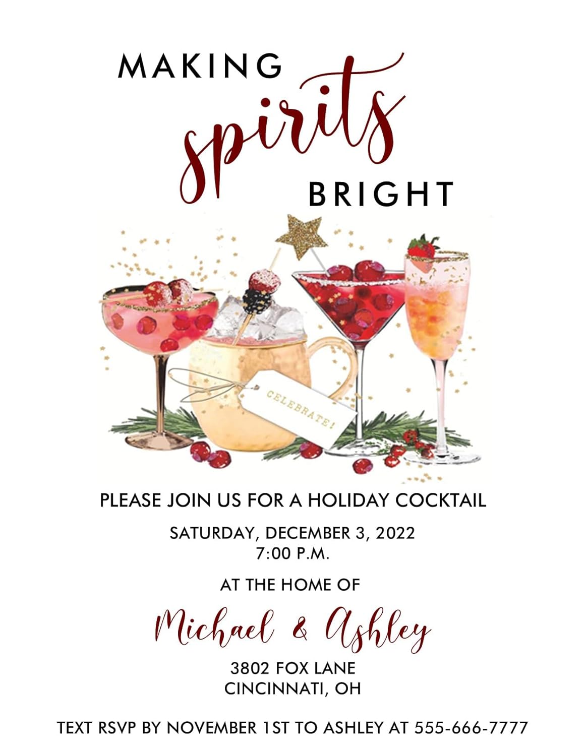 Holiday Christmas Party Invitation Making Spirits Bright