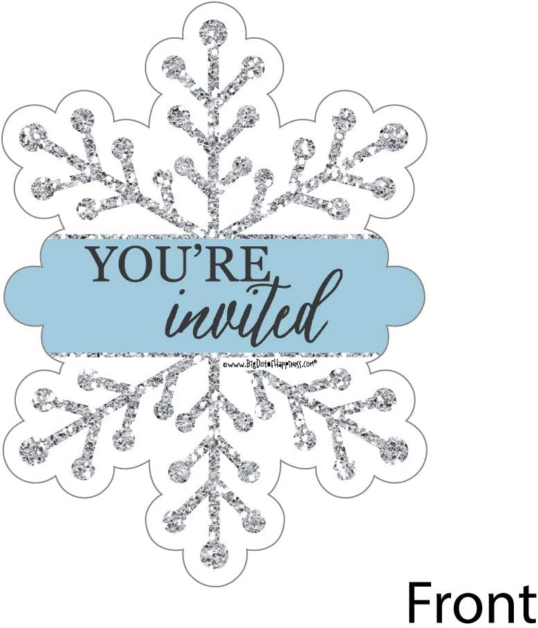 Big Dot of Happiness Winter Wonderland Shaped Fill-In Invitations Set of 12