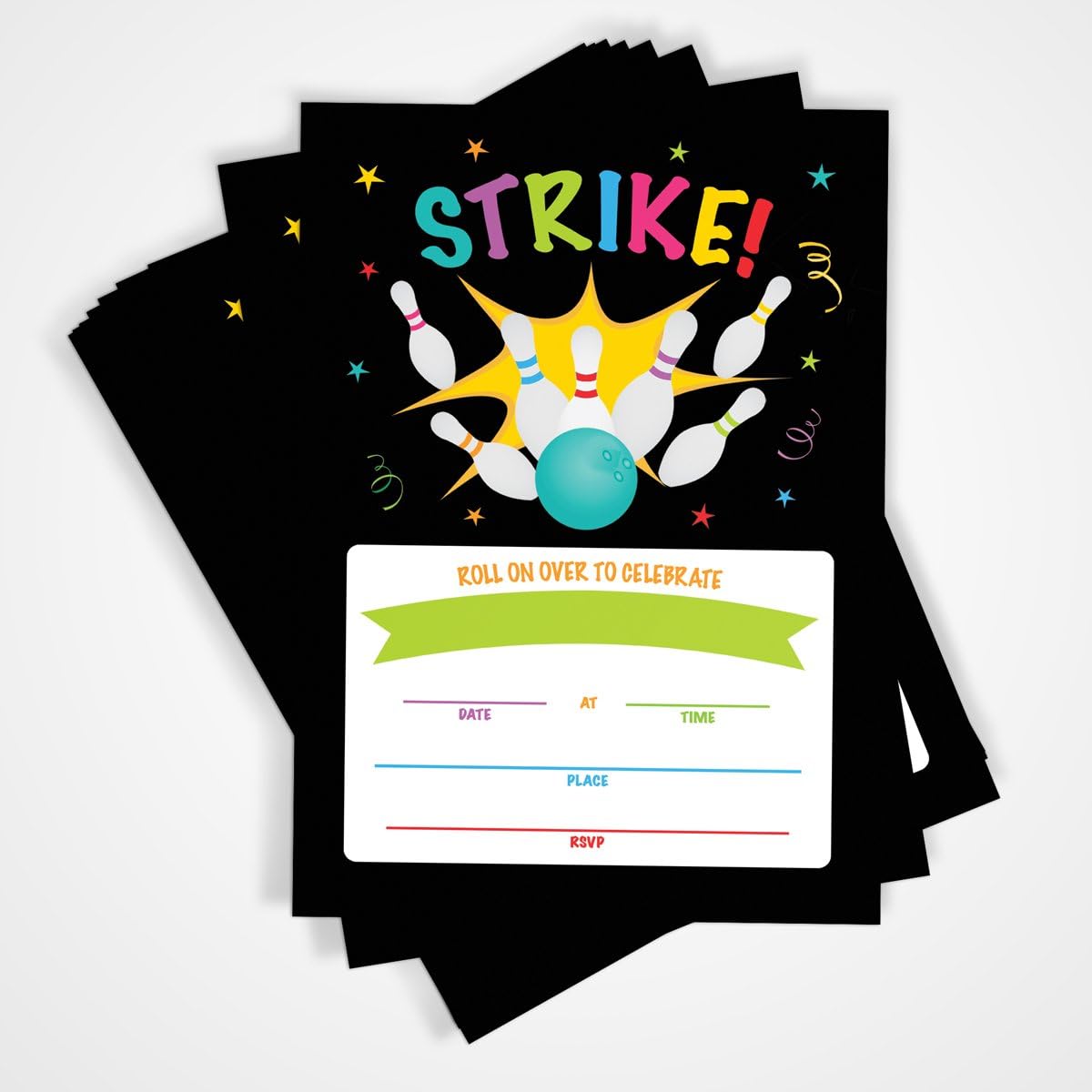 Bowling Party Kids Birthday 20 Invitations Envelopes