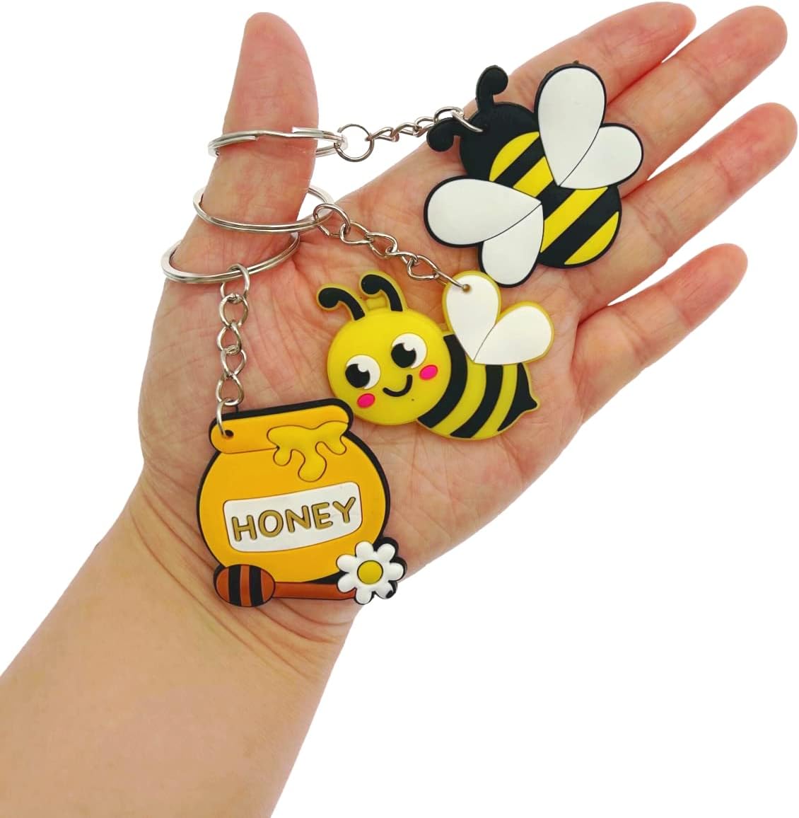 JZK 30 Pcs Cute Honey Bee Keyrings Set for Kids