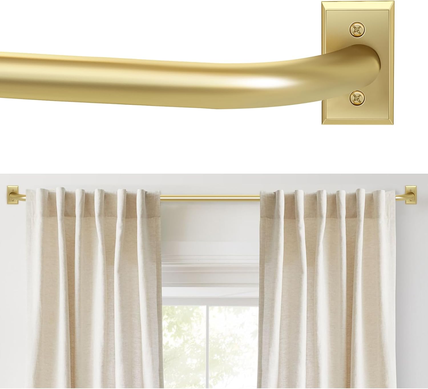 Gold Wrap Around Curtain Rod for Windows 28-48 Inches