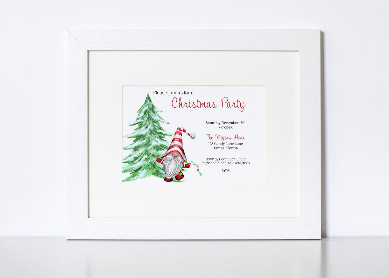 Gnome Christmas Party Invitation Cards 12 Count