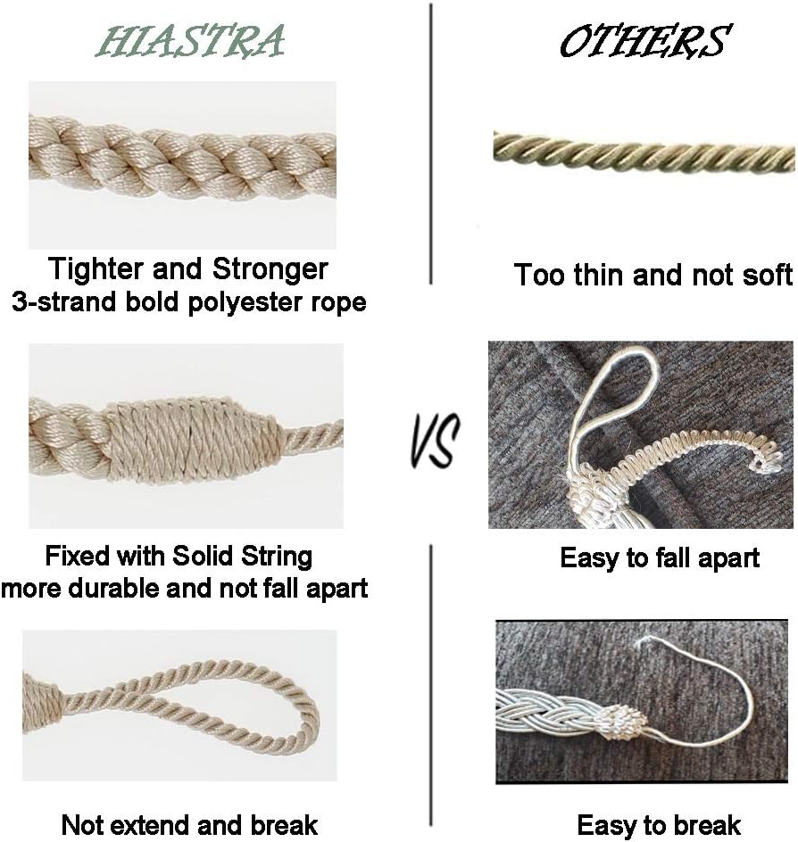 Curtain Tiebacks Ropes 4pcs Handmade Beige Holdbacks