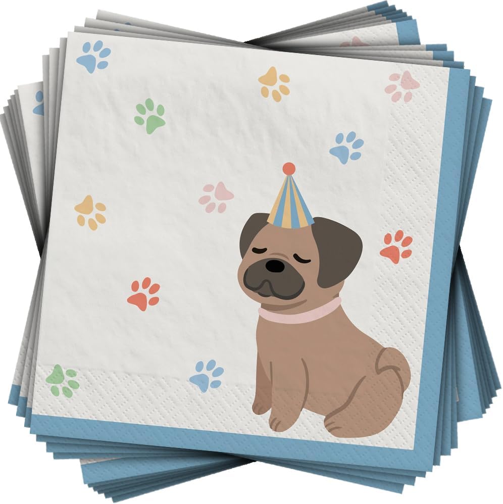 Multicolor Pawsome Party Napkins 16 Count 65x65