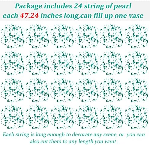 Tondiamo 24 Pcs Clear Green Artificial Pearl Garland String Decorations