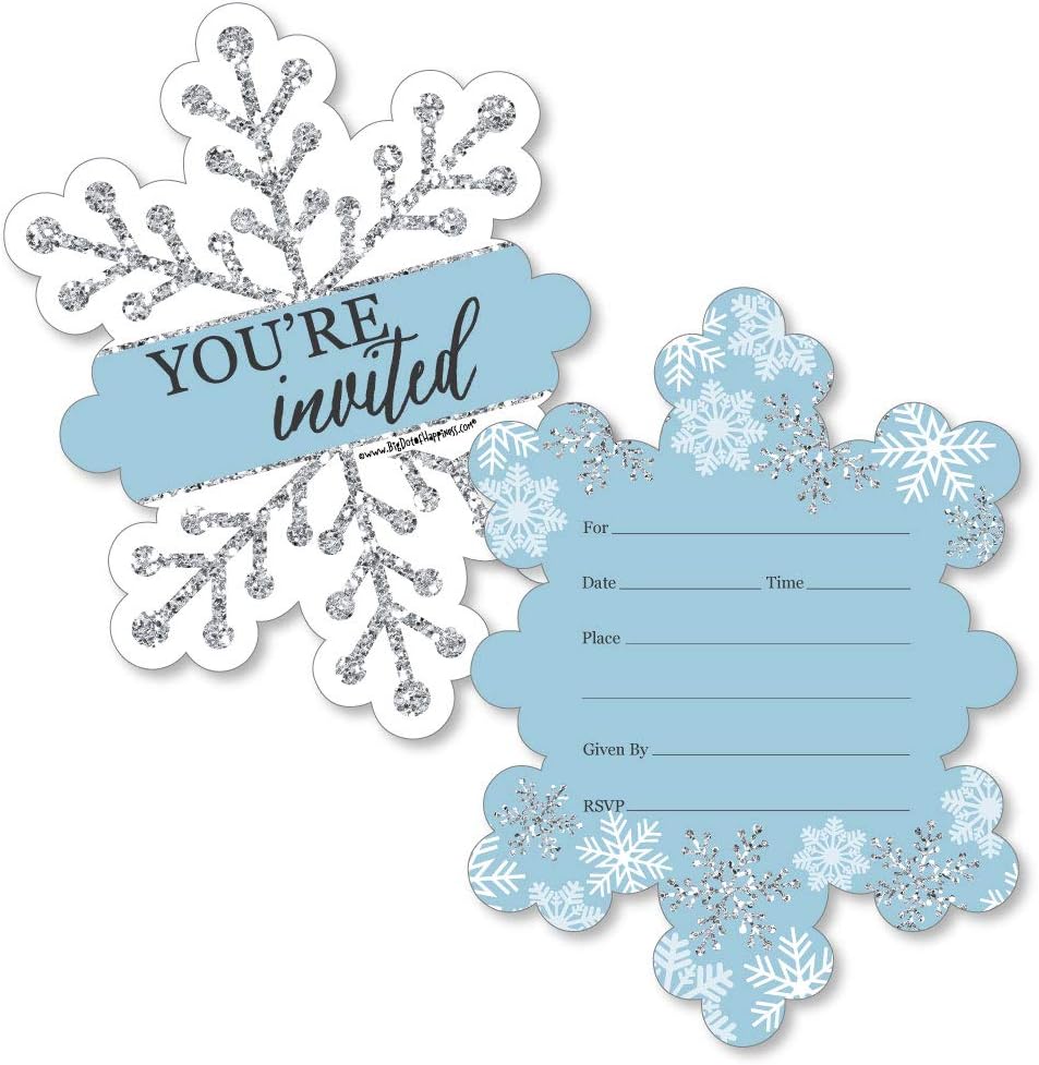 Big Dot of Happiness Winter Wonderland Shaped Fill-In Invitations Set of 12