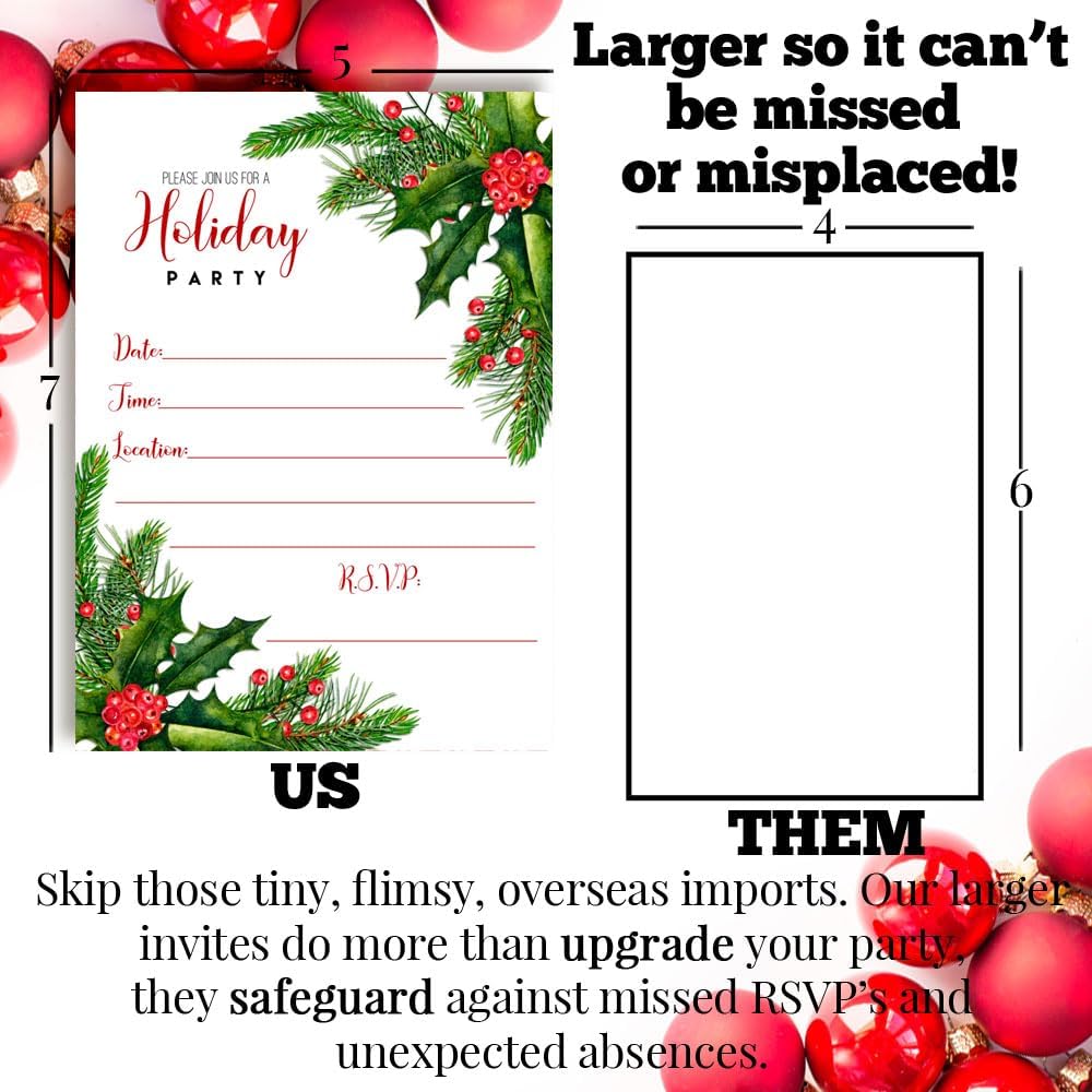 Amanda Creation Holiday Invitations with Envelopes 20 Pack