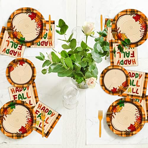 Chiazllta 96 Pcs Fall Tableware Set for Thanksgiving Party
