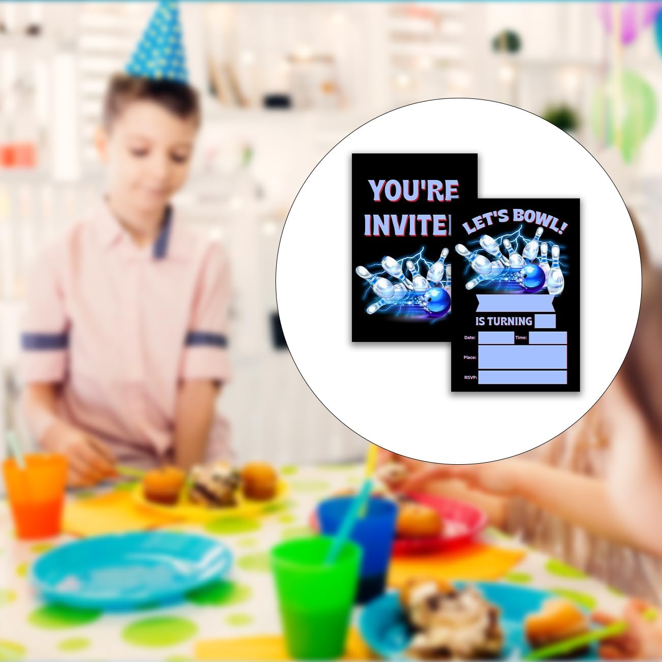 Bowling Birthday Invites with Envelopes Pack of 20
