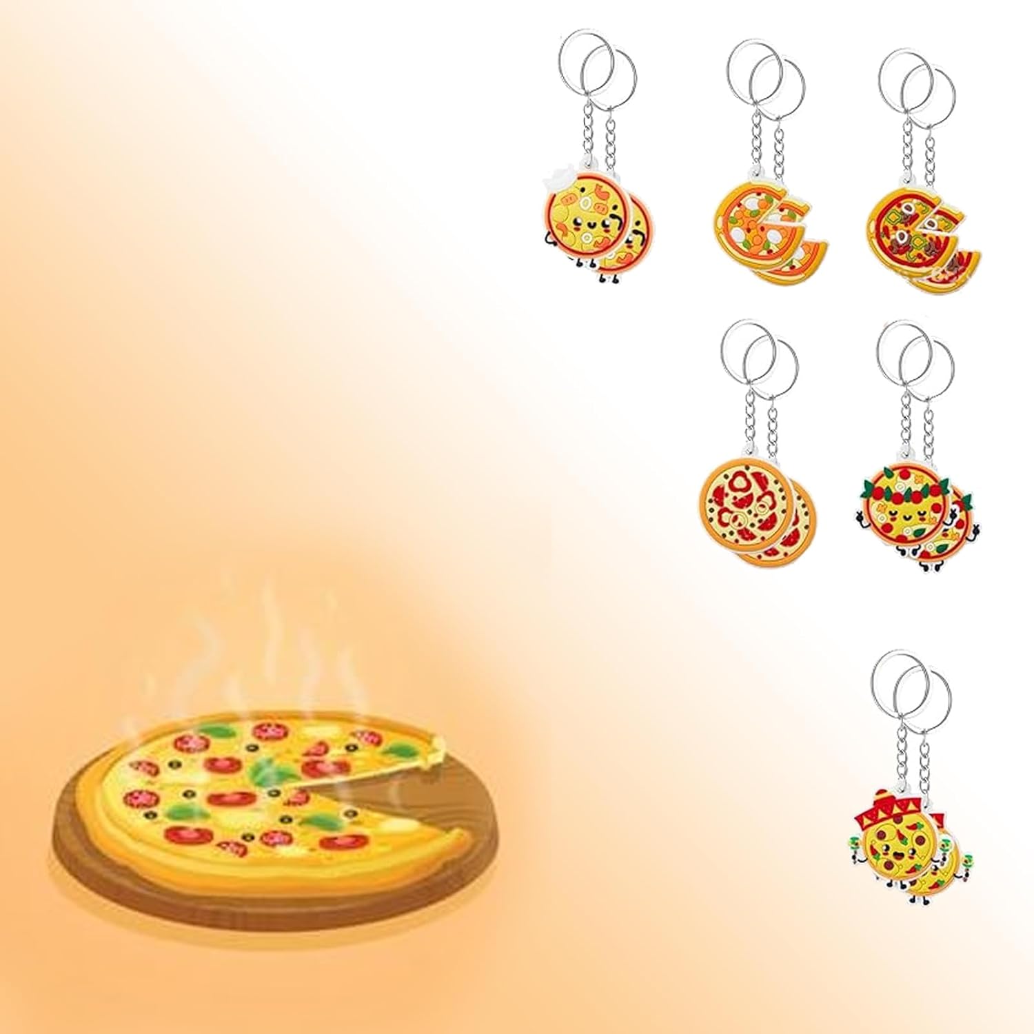 24Pcs Pizza Keychains Party Favors