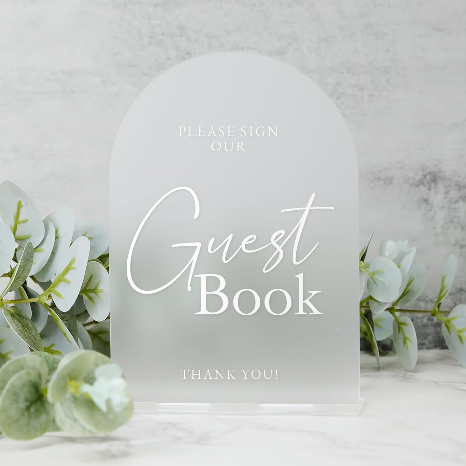 Frosted Arch Acrylic Wedding Sign 5x7 with Base