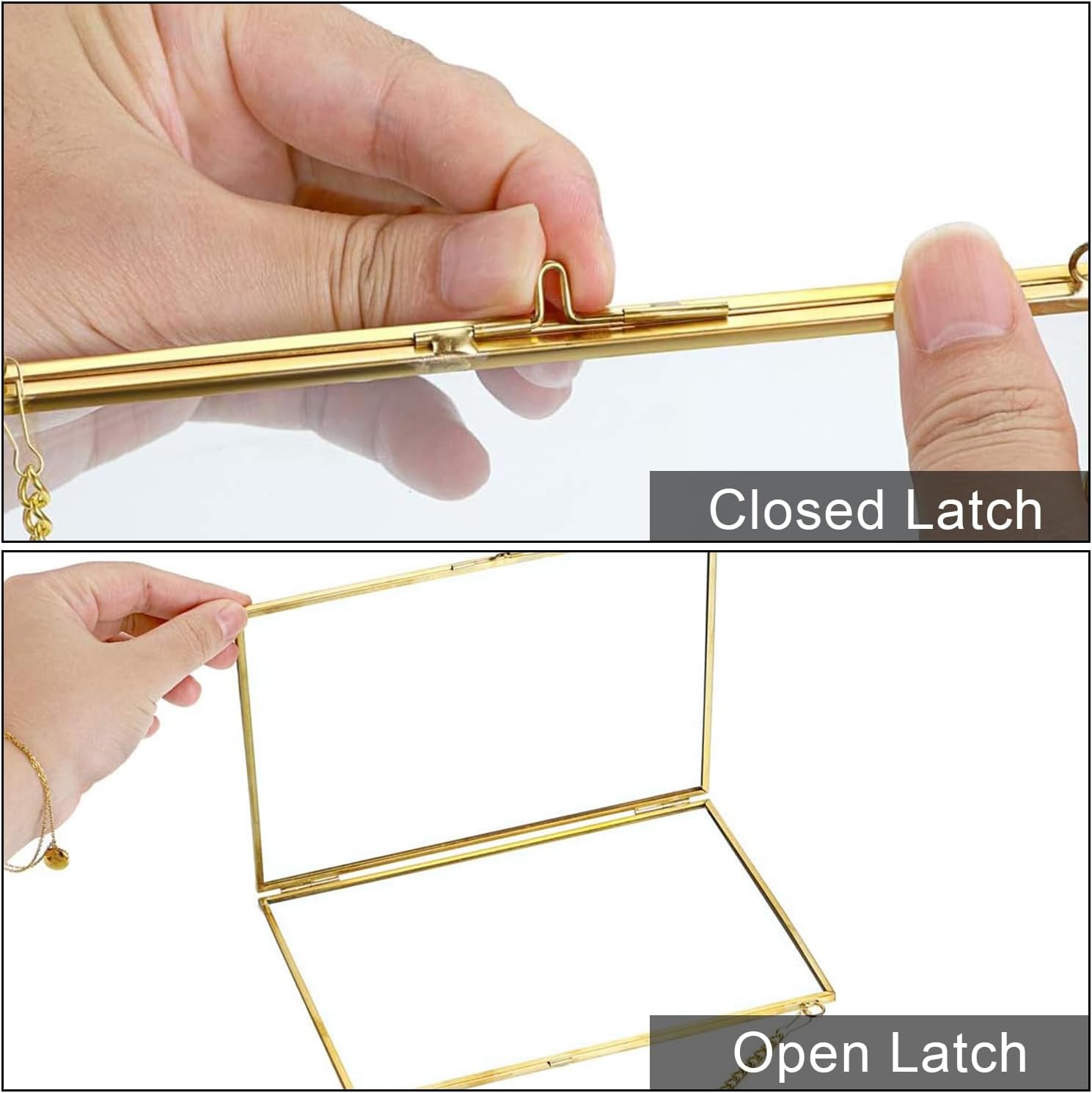 4 Pack 5x7 Inch Brass Hanging Photo Frame with Chain
