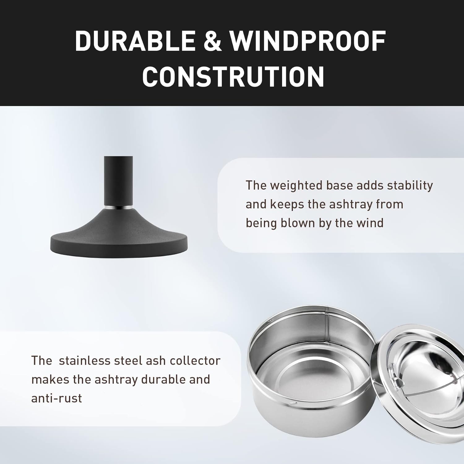 Anfrere Standing Ashtray Outdoor Large Tall Metal Ash Tray