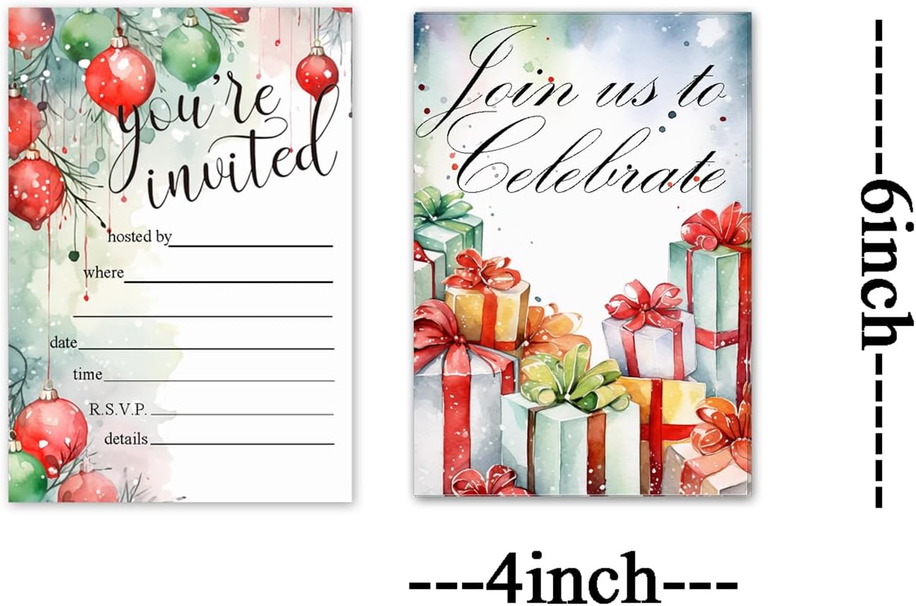 4x6 Inch Holiday Invitation Cards with Envelope 30 Pcs