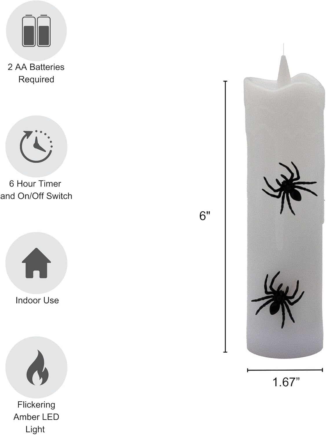 Lumabase Battery Operated Hanging Pillar Candles with Spiders Set of 4