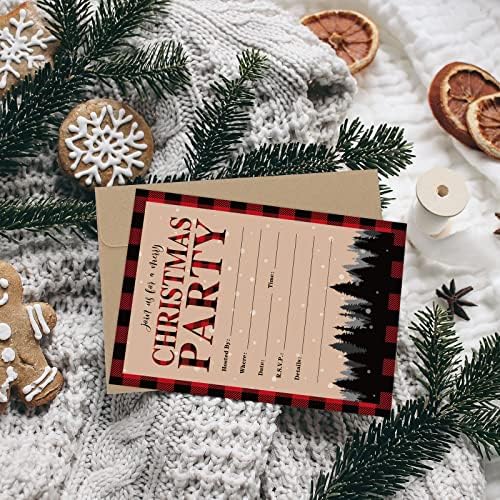 Whaline 25 Pack Christmas Invites with Kraft Envelopes