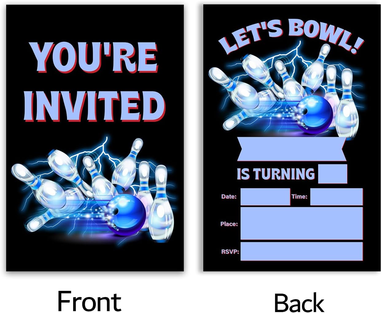 Bowling Birthday Invites with Envelopes Pack of 20