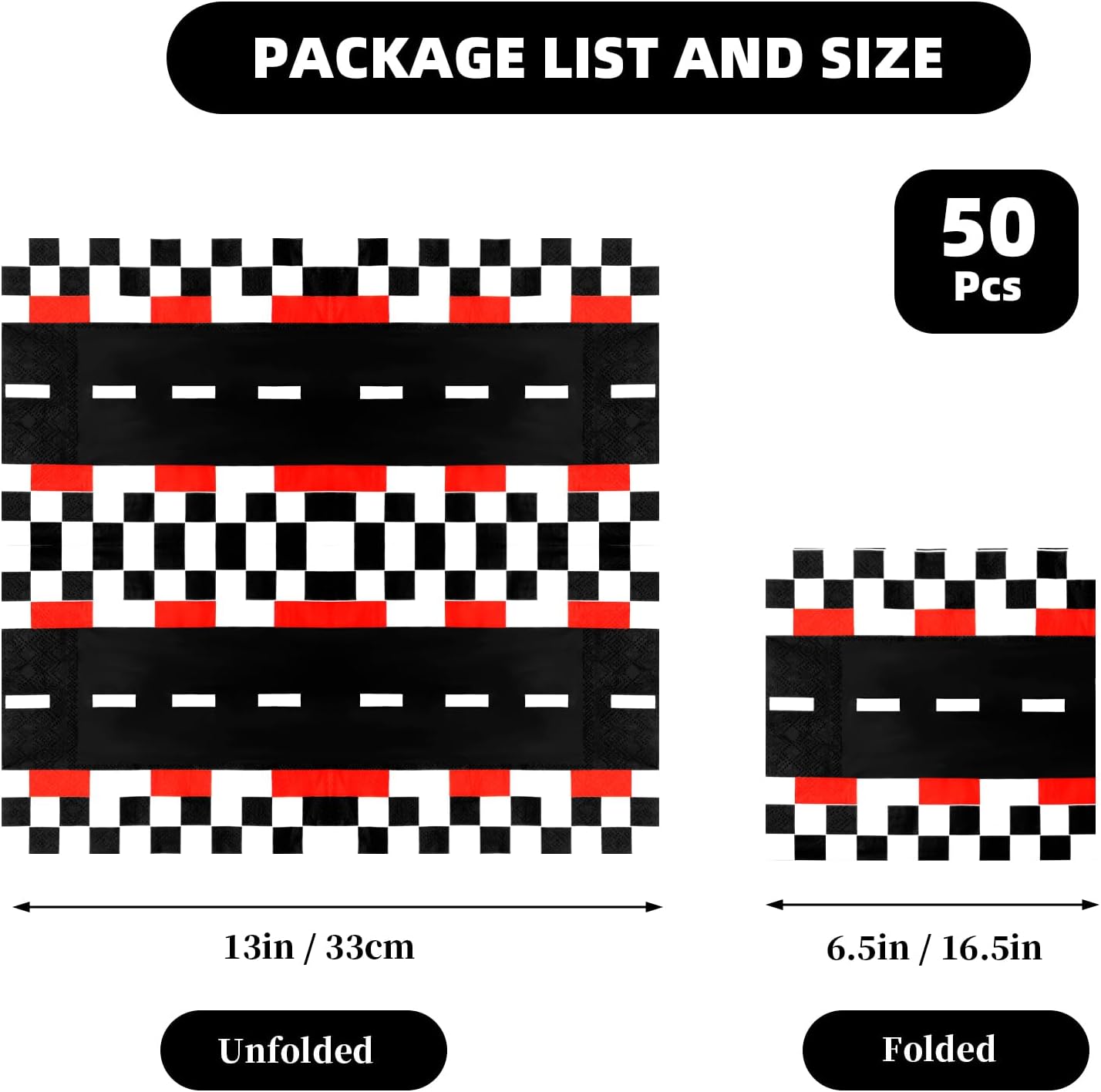 50 Pcs Racing Car Checkered Napkins for Parties