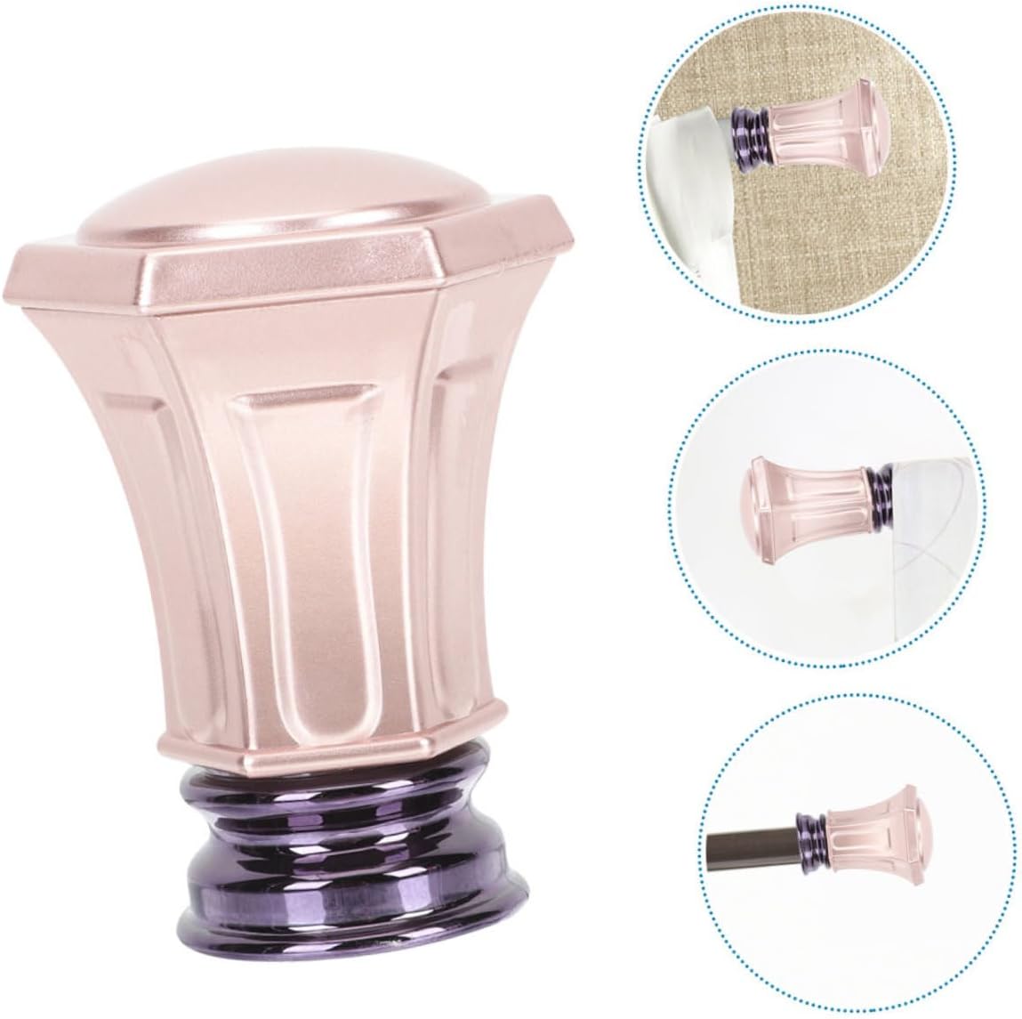 Stylish Plastic Rose Gold Curtain Rod Finials 4pcs