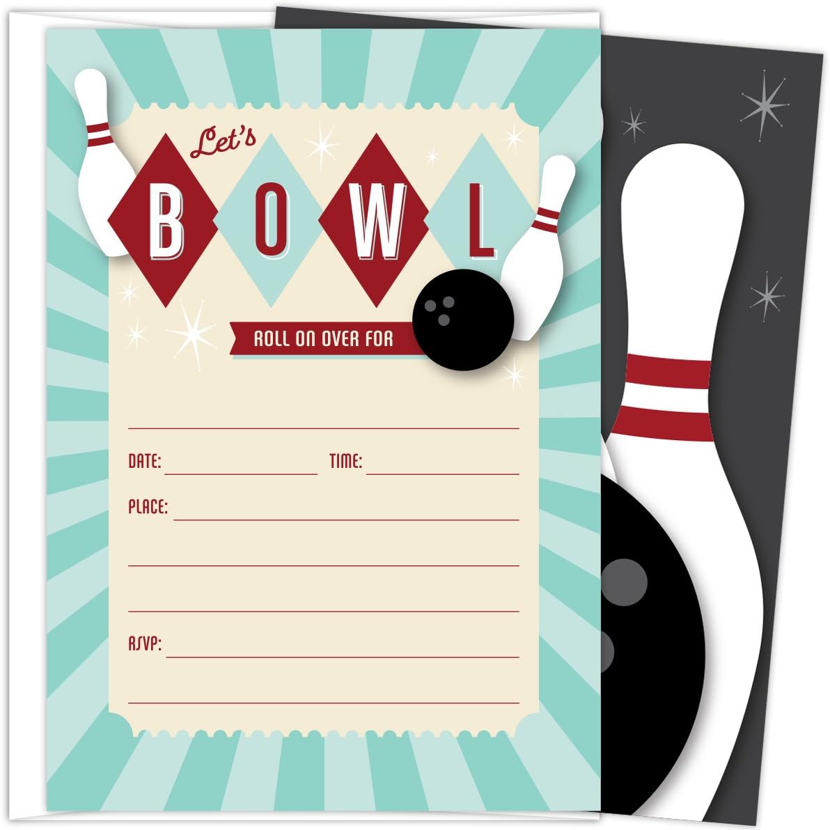 Koko Paper Co Bowling Themed Invitations Set of 25