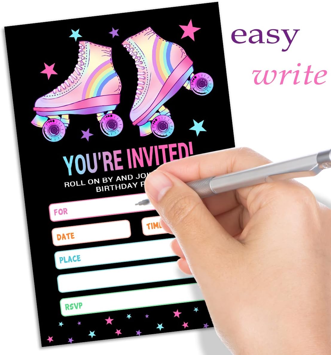 Skating Party Invitations with Envelopes Black