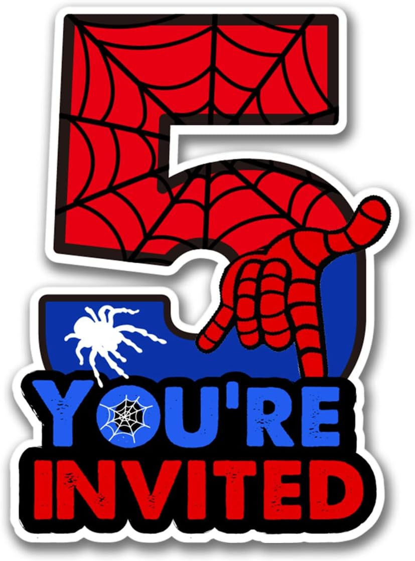 Superhero 5th Birthday Invitations with Envelopes 20 Count