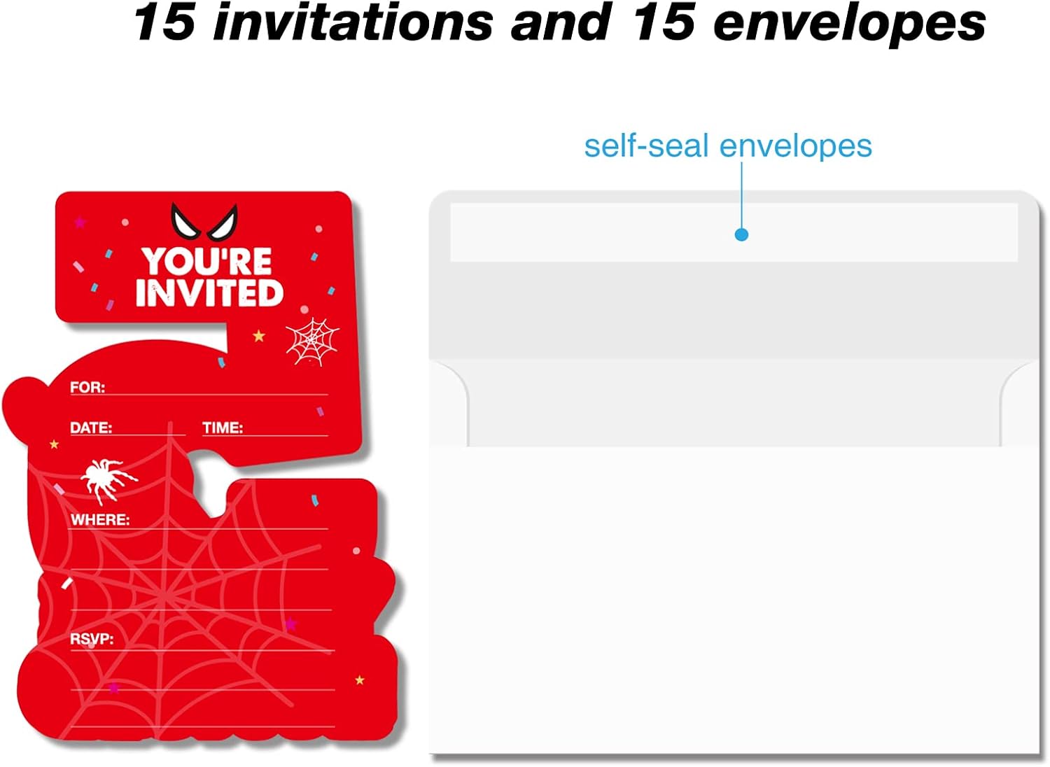 Superhero 5th Birthday Invitations with Envelopes 20 Count