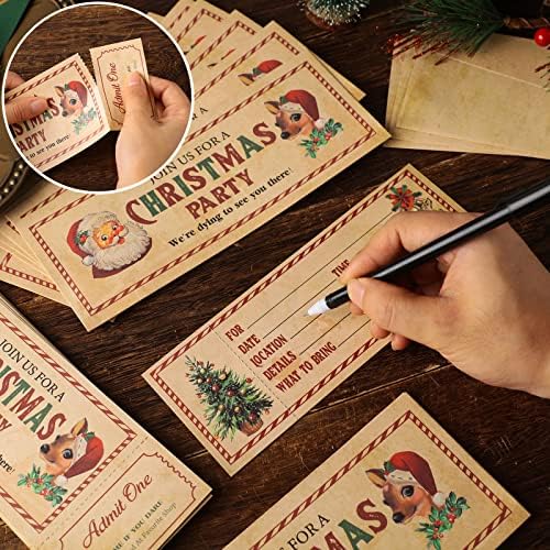 Woanger 50 Pcs Christmas Invitations with Envelopes Set