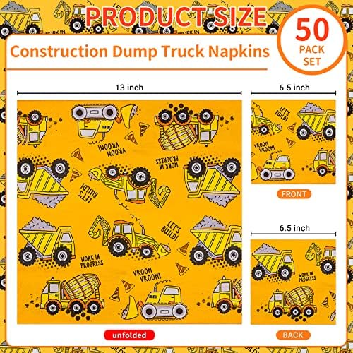 DYLIVeS Construction Party Napkins Set 65 Inch Pack of 50