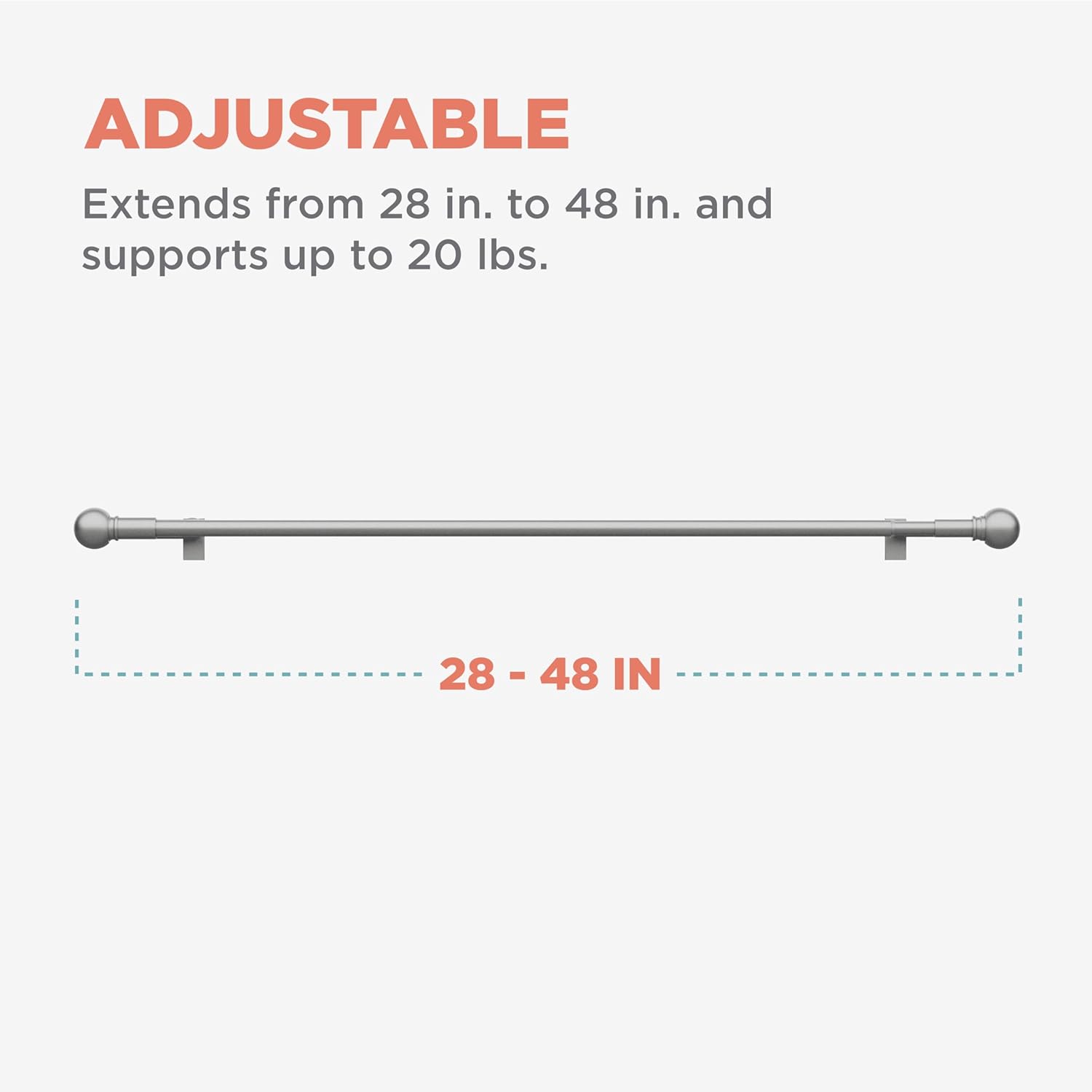 Zenna Home Adjustable Tension Curtain Rod with Decorative Finials
