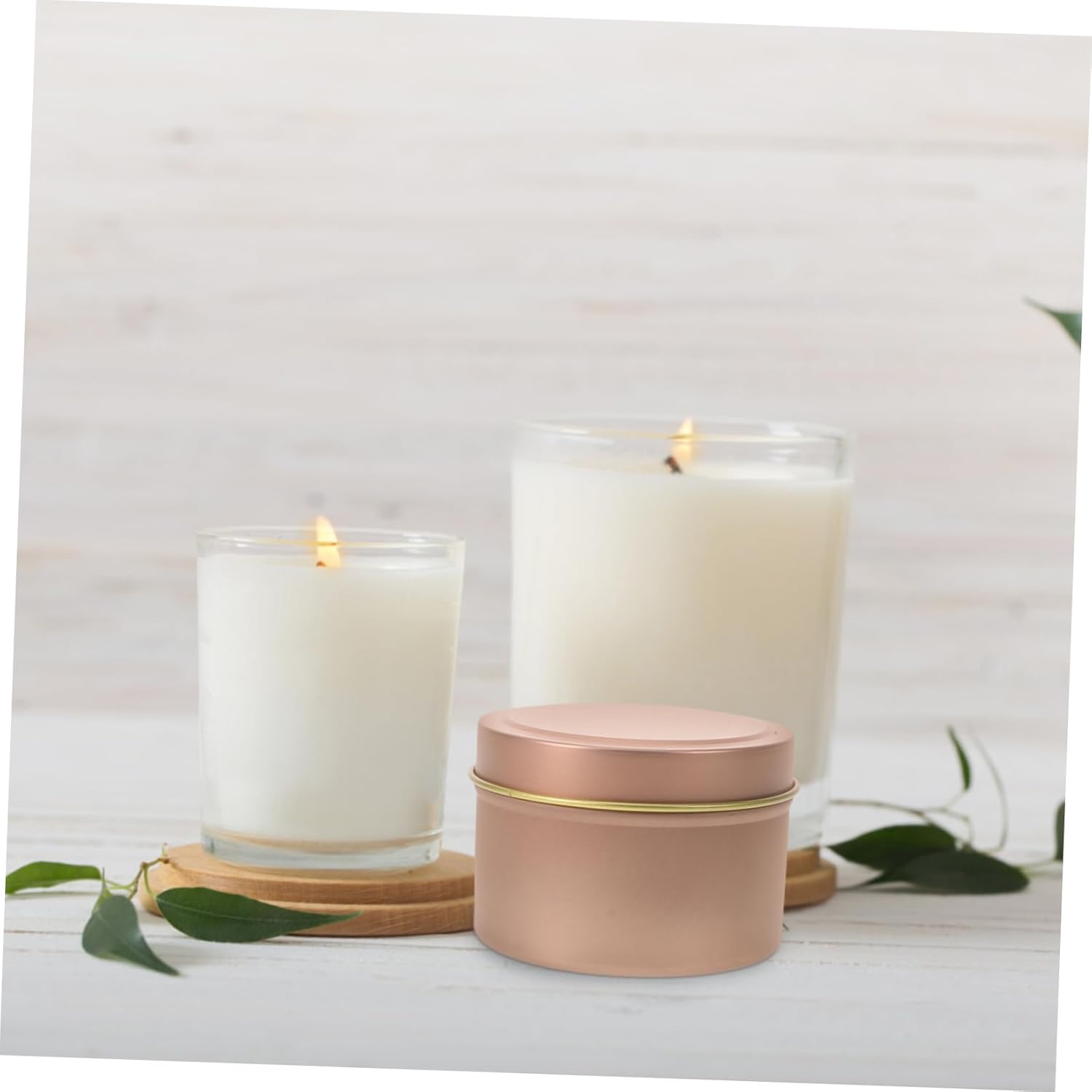 Zerodeko 12pcs Rose Gold Candle Tins with Lids for DIY Crafting