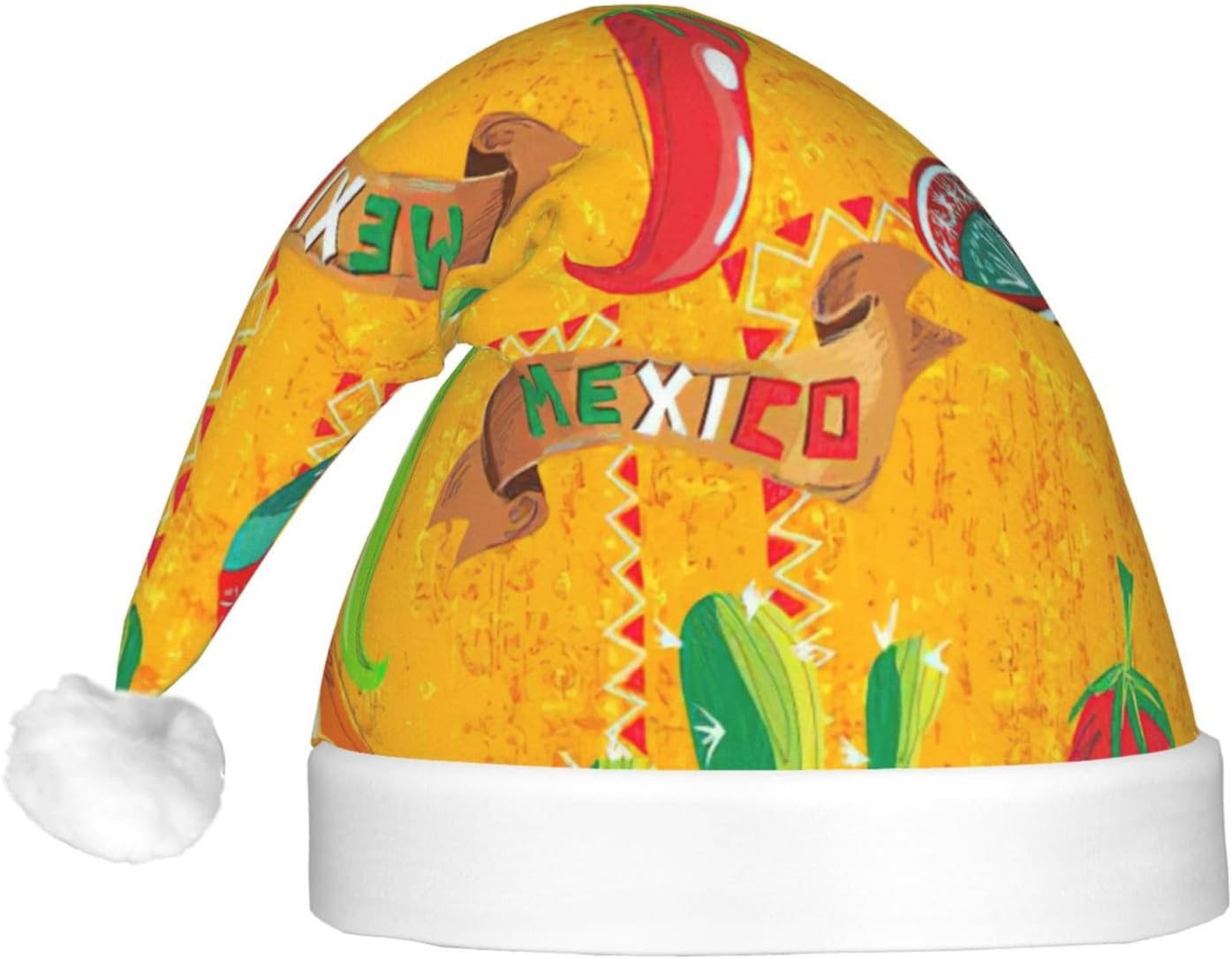 Cactus Hat With Chili Pepper Print Christmas Hat LED Santa Hat