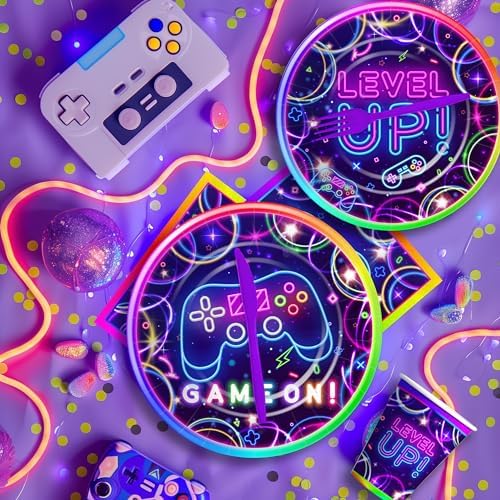 Video Game Birthday Plates Napkins Tableware Set for 24 Guests