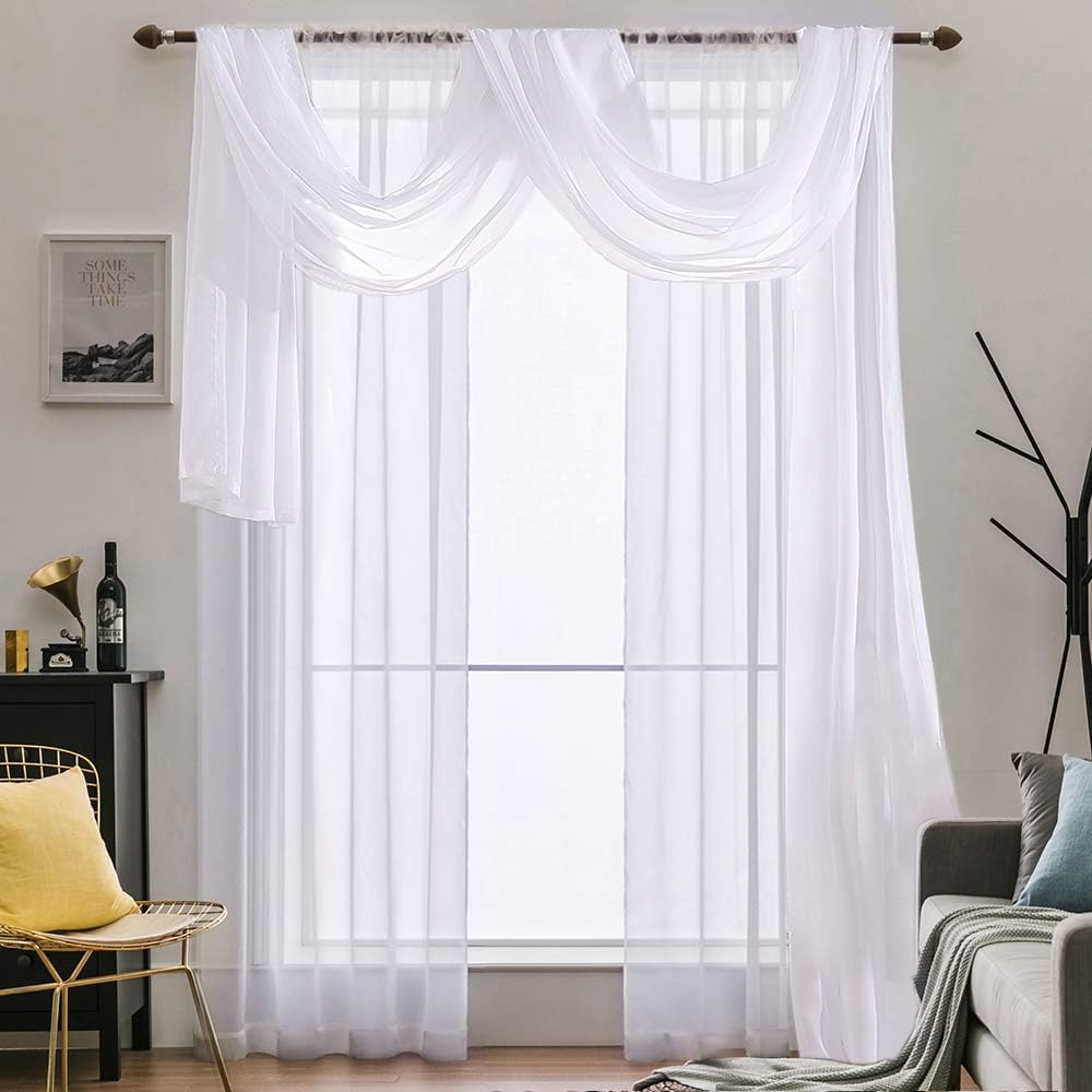 MIULEE Sheer Window Scarf Valance Extra Long Panel Curtain