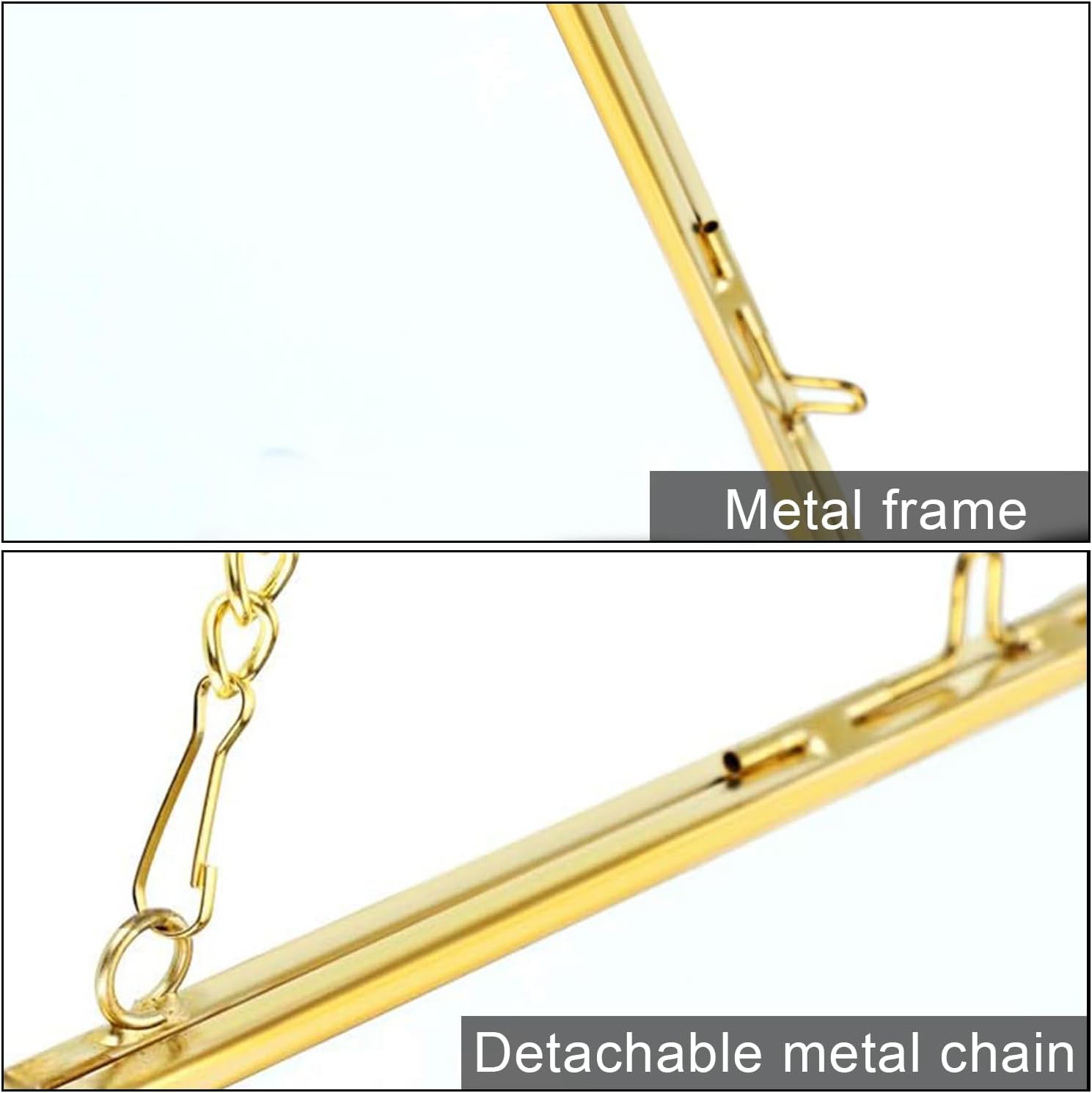 4 Pack 5x7 Inch Brass Hanging Photo Frame with Chain