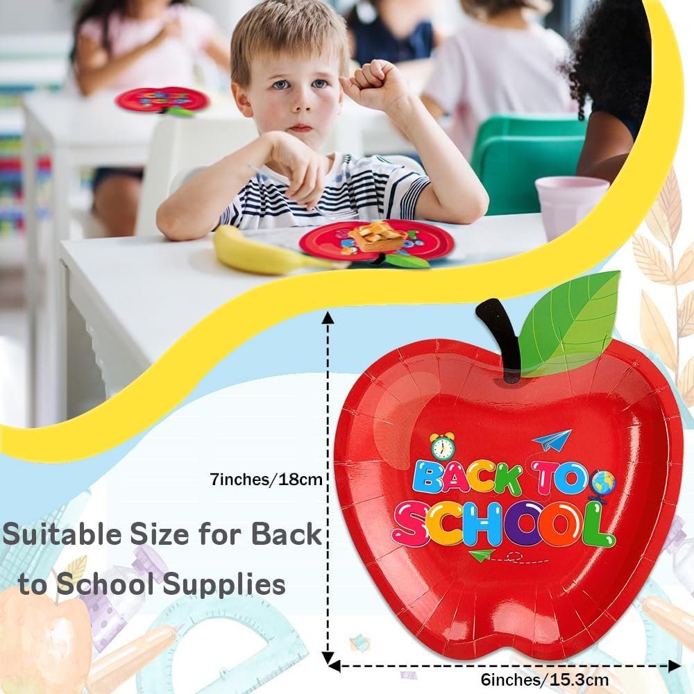 50PCS Back to School Red Apple Plates for Parties and Events