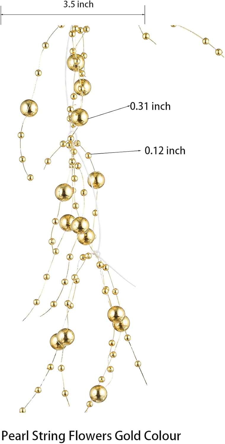 13 Feet Gold Pearl String Spool for Floating Candles and Vase Fillers