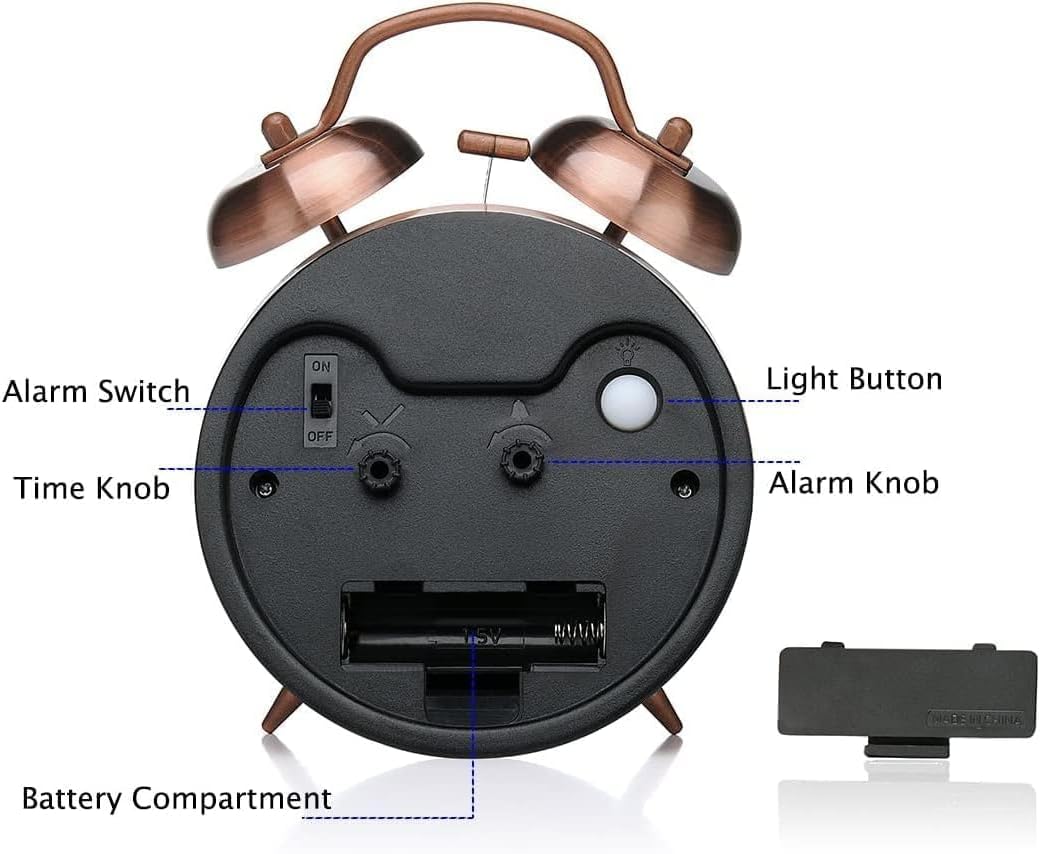 Azyh Loud Alarm Clock for Heavy Sleepers Red Brown