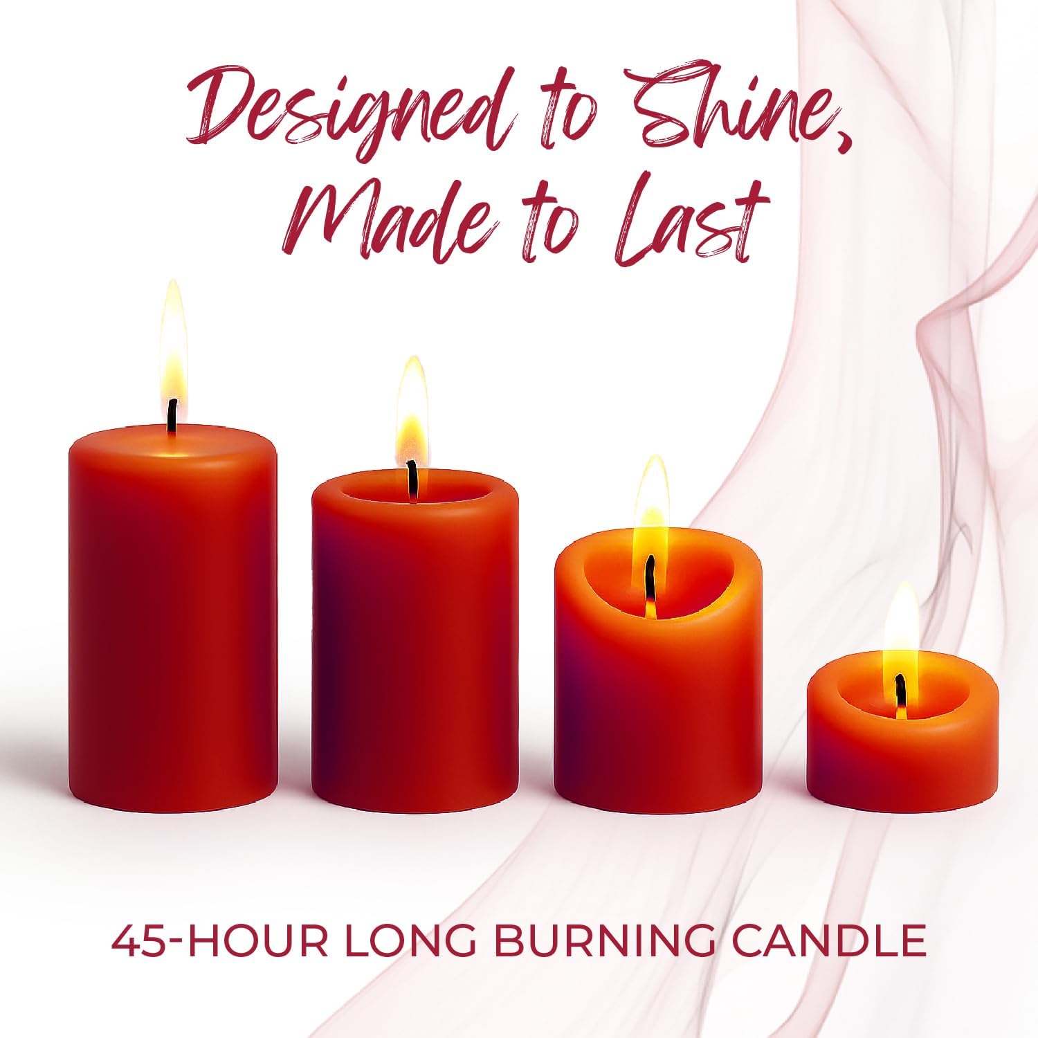Biedermann Sons Unscented Pillar Candles Box of 6 Cranberry Red